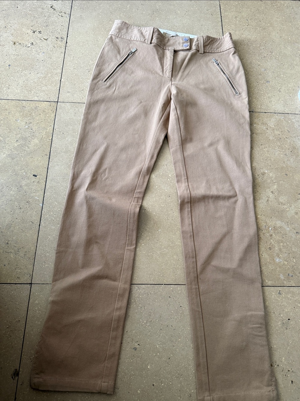 Michael Kors Taupe Cropped Straight Pants with Zip Pockets